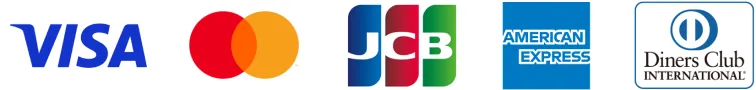 VISA、MASTERCARD、JCB、AMERICAN EXPRESS、DINERS CLUB
